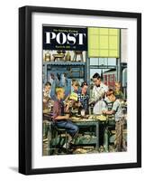 "Shop Class" Saturday Evening Post Cover, March 19, 1955-Stevan Dohanos-Framed Giclee Print