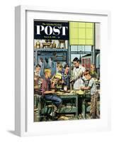 "Shop Class" Saturday Evening Post Cover, March 19, 1955-Stevan Dohanos-Framed Giclee Print