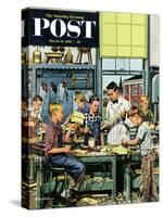 "Shop Class" Saturday Evening Post Cover, March 19, 1955-Stevan Dohanos-Stretched Canvas