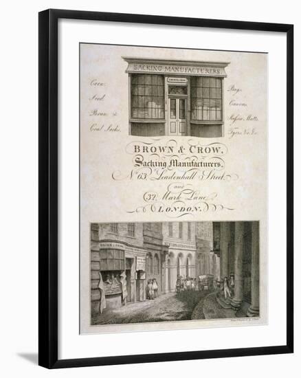 Shop Front of Brown and Crow, Sacking Manufacturers, 32 Mark Lane, City of London, 1800-Samuel Rawle-Framed Giclee Print