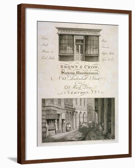 Shop Front of Brown and Crow, Sacking Manufacturers, 32 Mark Lane, City of London, 1800-Samuel Rawle-Framed Giclee Print