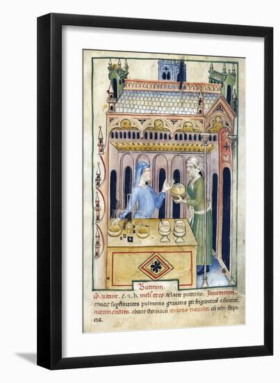 Shop with Butter Bread and Two Women from Tacuinum Sanitatis-null-Framed Giclee Print