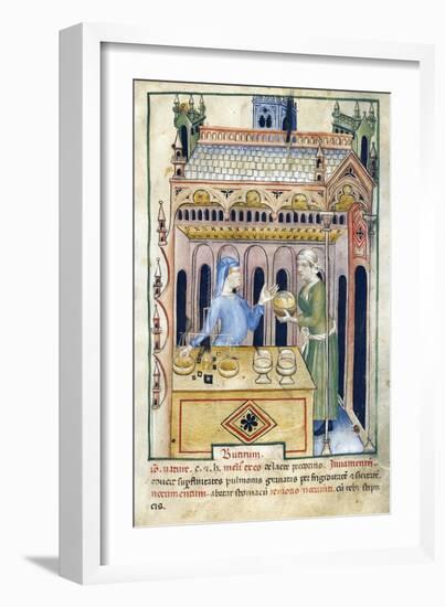 Shop with Butter Bread and Two Women from Tacuinum Sanitatis-null-Framed Giclee Print