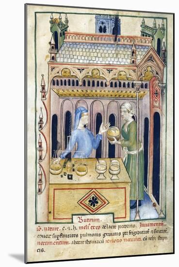 Shop with Butter Bread and Two Women from Tacuinum Sanitatis-null-Mounted Giclee Print