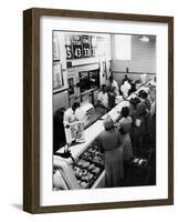 Shoppers at Butcher Counter in A&P Grocery Store-Alfred Eisenstaedt-Framed Photographic Print