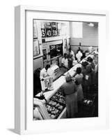 Shoppers at Butcher Counter in A&P Grocery Store-Alfred Eisenstaedt-Framed Photographic Print