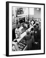 Shoppers at Butcher Counter in A&P Grocery Store-Alfred Eisenstaedt-Framed Photographic Print