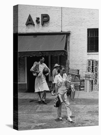 Shoppers Leaving A&P Grocery Store-Alfred Eisenstaedt-Stretched Canvas