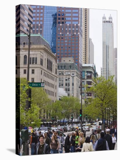 Shoppers on the Magnificent Mile, North Michigan Avenue, Chicago, Illinois, USA-Amanda Hall-Stretched Canvas