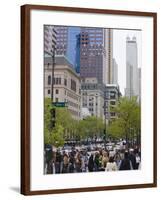 Shoppers on the Magnificent Mile, North Michigan Avenue, Chicago, Illinois, USA-Amanda Hall-Framed Photographic Print