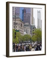 Shoppers on the Magnificent Mile, North Michigan Avenue, Chicago, Illinois, USA-Amanda Hall-Framed Photographic Print