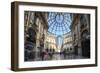 Shopping arcades and glass dome of historical Galleria Vittorio Emanuele II, Milan, Italy-Roberto Moiola-Framed Photographic Print