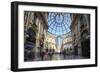 Shopping arcades and glass dome of historical Galleria Vittorio Emanuele II, Milan, Italy-Roberto Moiola-Framed Photographic Print