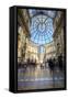 Shopping arcades and glass dome of historical Galleria Vittorio Emanuele II, Milan, Italy-Roberto Moiola-Framed Stretched Canvas