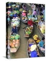 Shopping Boats at the Floating Market, Damnern Saduak, Bangkok, Thailand-Bill Bachmann-Stretched Canvas