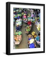 Shopping Boats at the Floating Market, Damnern Saduak, Bangkok, Thailand-Bill Bachmann-Framed Photographic Print