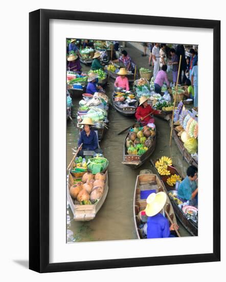 Shopping Boats at the Floating Market, Damnern Saduak, Bangkok, Thailand-Bill Bachmann-Framed Photographic Print