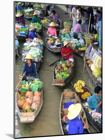 Shopping Boats at the Floating Market, Damnern Saduak, Bangkok, Thailand-Bill Bachmann-Mounted Photographic Print