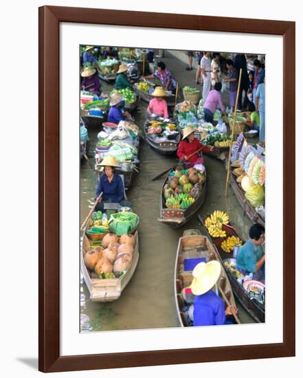 Shopping Boats at the Floating Market, Damnern Saduak, Bangkok, Thailand-Bill Bachmann-Framed Photographic Print