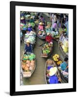 Shopping Boats at the Floating Market, Damnern Saduak, Bangkok, Thailand-Bill Bachmann-Framed Photographic Print