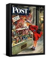 "Shopping for Mother's Day," Saturday Evening Post Cover, May 10, 1947-Constantin Alajalov-Framed Stretched Canvas