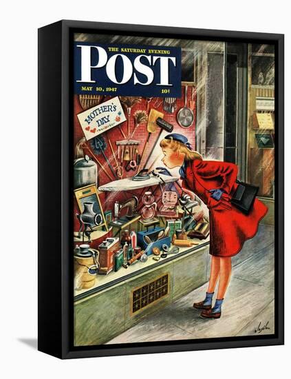 "Shopping for Mother's Day," Saturday Evening Post Cover, May 10, 1947-Constantin Alajalov-Framed Stretched Canvas