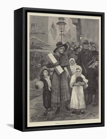 Shopping in New York on New Year's Eve-Henry Charles Seppings Wright-Framed Stretched Canvas