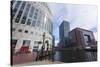 Shopping, Restaurants and Cafes around the Middle Dock, Canary Wharf, Docklands, London, England-Charlie Harding-Stretched Canvas