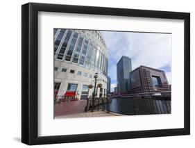 Shopping, Restaurants and Cafes around the Middle Dock, Canary Wharf, Docklands, London, England-Charlie Harding-Framed Photographic Print