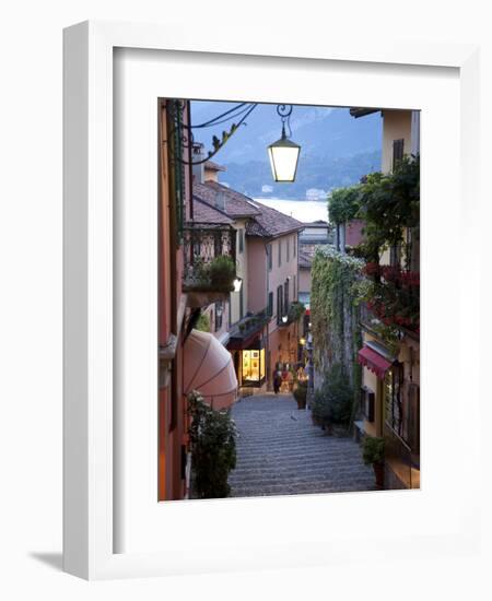 Shopping Street at Dusk, Bellagio, Lake Como, Lombardy, Italy, Europe-Frank Fell-Framed Premium Photographic Print