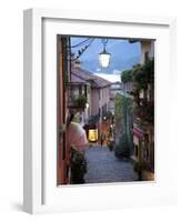 Shopping Street at Dusk, Bellagio, Lake Como, Lombardy, Italy, Europe-Frank Fell-Framed Photographic Print