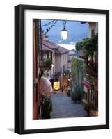 Shopping Street at Dusk, Bellagio, Lake Como, Lombardy, Italy, Europe-Frank Fell-Framed Photographic Print