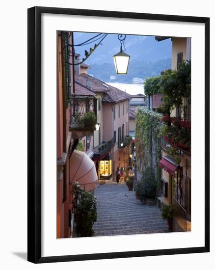 Shopping Street at Dusk, Bellagio, Lake Como, Lombardy, Italy, Europe-Frank Fell-Framed Photographic Print