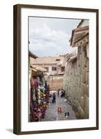 Shops Along the The Inca Wall at Hathunrumiyoq Street-Yadid Levy-Framed Photographic Print