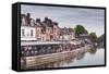 Shops and Houses in the Saint Leu District of Amiens, Somme, Picardy, France, Europe-Julian Elliott-Framed Stretched Canvas