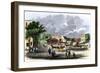 Shops and Market on the Town Square, Covington, Kentucky 1850s-null-Framed Giclee Print