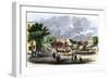 Shops and Market on the Town Square, Covington, Kentucky 1850s-null-Framed Giclee Print