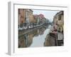 Shops and Restaurants Along Canal, Naviglio Grande, Milan, Italy-Lisa S. Engelbrecht-Framed Premium Photographic Print