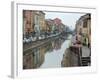 Shops and Restaurants Along Canal, Naviglio Grande, Milan, Italy-Lisa S. Engelbrecht-Framed Photographic Print