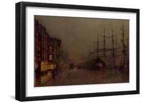 Shops and Ships, Clydeside, Glasgow-John Atkinson Grimshaw-Framed Giclee Print