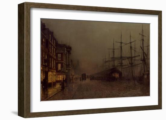 Shops and Ships, Clydeside, Glasgow-John Atkinson Grimshaw-Framed Giclee Print