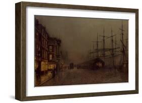 Shops and Ships, Clydeside, Glasgow-John Atkinson Grimshaw-Framed Giclee Print