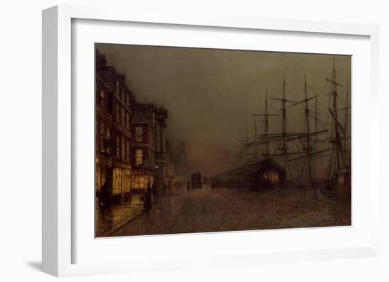 Shops and Ships, Clydeside, Glasgow-John Atkinson Grimshaw-Framed Giclee Print