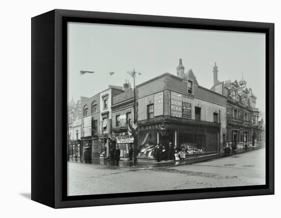 Shops and Sign to Putney Roller Skating Rink, Putney Bridge Road, London, 1911-null-Framed Stretched Canvas