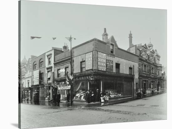 Shops and Sign to Putney Roller Skating Rink, Putney Bridge Road, London, 1911-null-Stretched Canvas