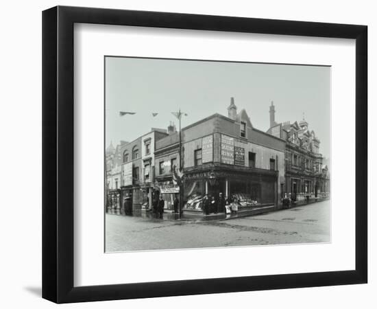 Shops and Sign to Putney Roller Skating Rink, Putney Bridge Road, London, 1911-null-Framed Photographic Print