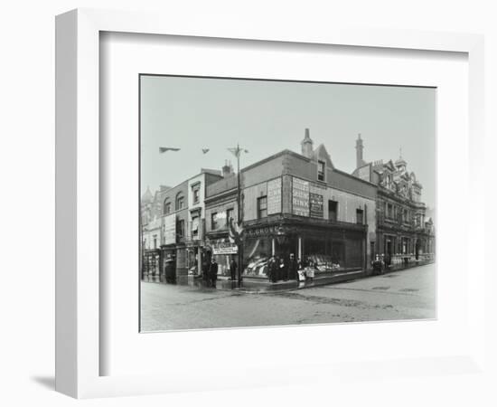 Shops and Sign to Putney Roller Skating Rink, Putney Bridge Road, London, 1911-null-Framed Photographic Print