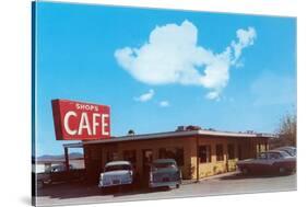 Shops Cafe, Roadside Retro-null-Stretched Canvas