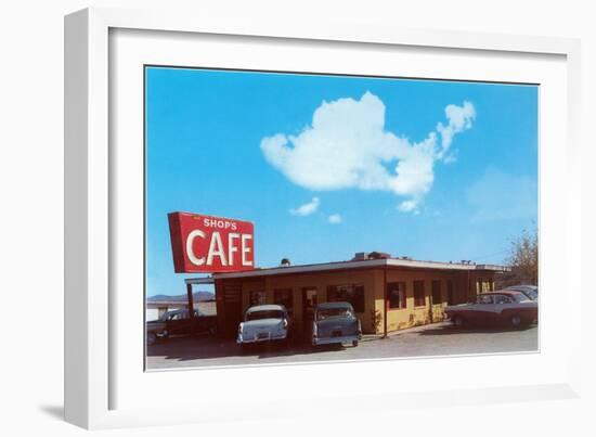Shops Cafe, Roadside Retro-null-Framed Art Print