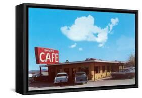 Shops Cafe, Roadside Retro-null-Framed Stretched Canvas